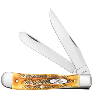 Case XX Trapper Folding Knife – 6.5 BoneStag Handles, Stainless Steel, Pocket Clip, CA65345