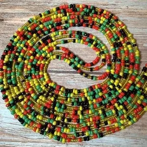 Rasta Waist Beads - Vibrant Rasta Colors Handcrafted Beads Perfect for Festivals & Cultural Events Ideal for Enhancing Outfits with Rasta Style