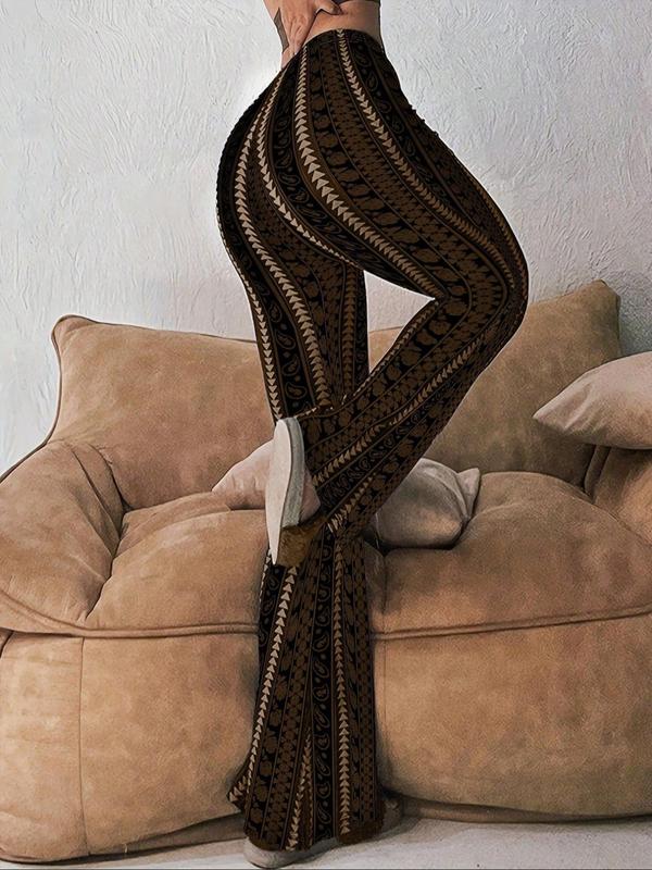 Women's High Waist Flare Pants Black Printed Bell Bottom Trousers Slim Fit Stretchy Wide Leg Pants Retro Bohemian Ethnic Pattern Streetwear Y2K Trendy Casual Fashion Club Party Outfit Comfortable Long Pants Boho Festival Trousers