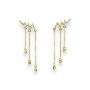 Lifeline Heartbeat Ecg Wave Long Tassel Chain Dangle Drop Earrings for Women