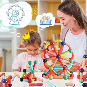 Magnetic Ball and Rod Set, Magnetic Building Blocks, Creative Magnetic Blocks, Safe Strong Stackable Toys, Suitable for Boys and Girls Aged 3 and Above