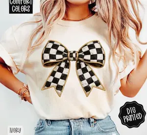 Mackenzie Bow Shirt Comfort Colors, Trendy Women's Tshirt 5FT