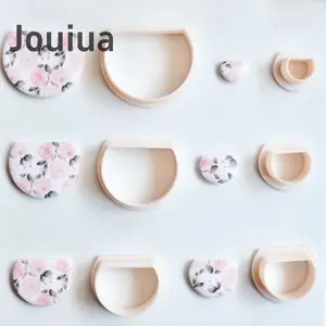 6Pcs Different Sizes Semi Circle Polymer Clay Earring Cutters Set, Basic Geometric Shape Clay Cutters for DIY Earring Jewelry Pendant Making, Minimalist Clay Crafting Tools