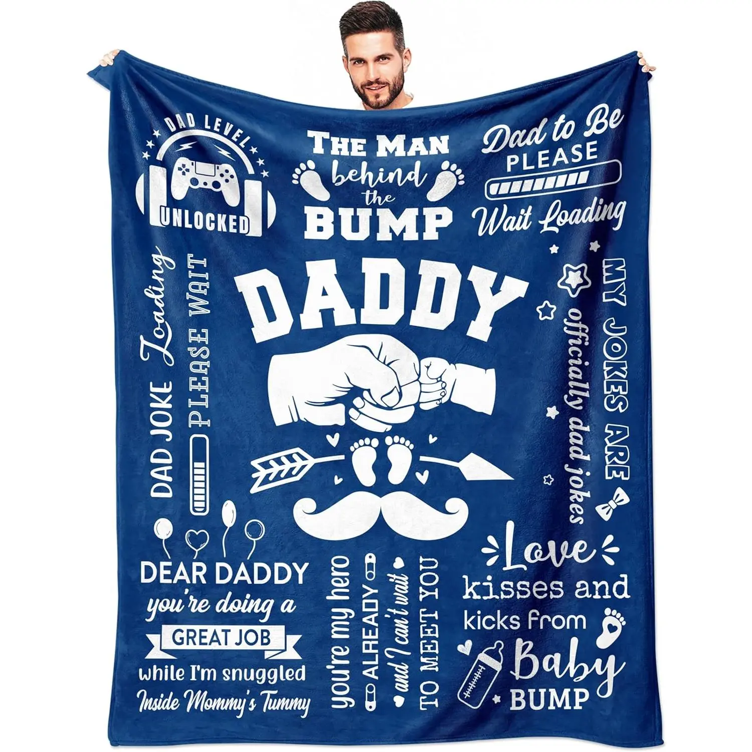 New Dads Est 2026 Gifts Blanket, Expectant/Soon to Be Dads Flannel Throw Blanket Gifts, Father/Daddy/Dad to Be Gift for 1st Time Dad