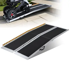 Portable Wheelchair Ramp 5FT Non-Slip Aluminum Ramps for Home Steps Handicap Wheelchair Ramps for Home Steps Aluminum Loading Dock Plates Doorways Curbs Stairs Double Anti-Slip Protection Foldable and Durable