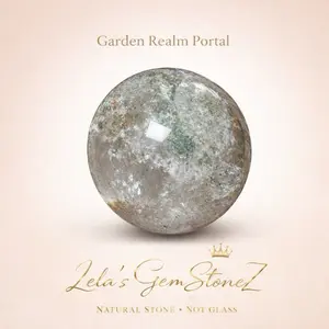 Natural Stone • Not Glass Multi-Layer Lodolite Quartz Sphere Featuring Chlorite Inclusions + Iron Formations One-of-a-Kind Earth Landscape Within Quartz” crystal Intention-Powered home office garden energy protection