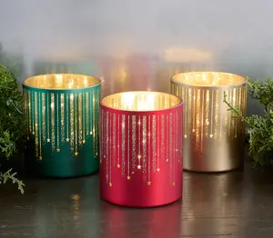 Set of 3 Starry Night Mini Glass Hurricanes by Valerie