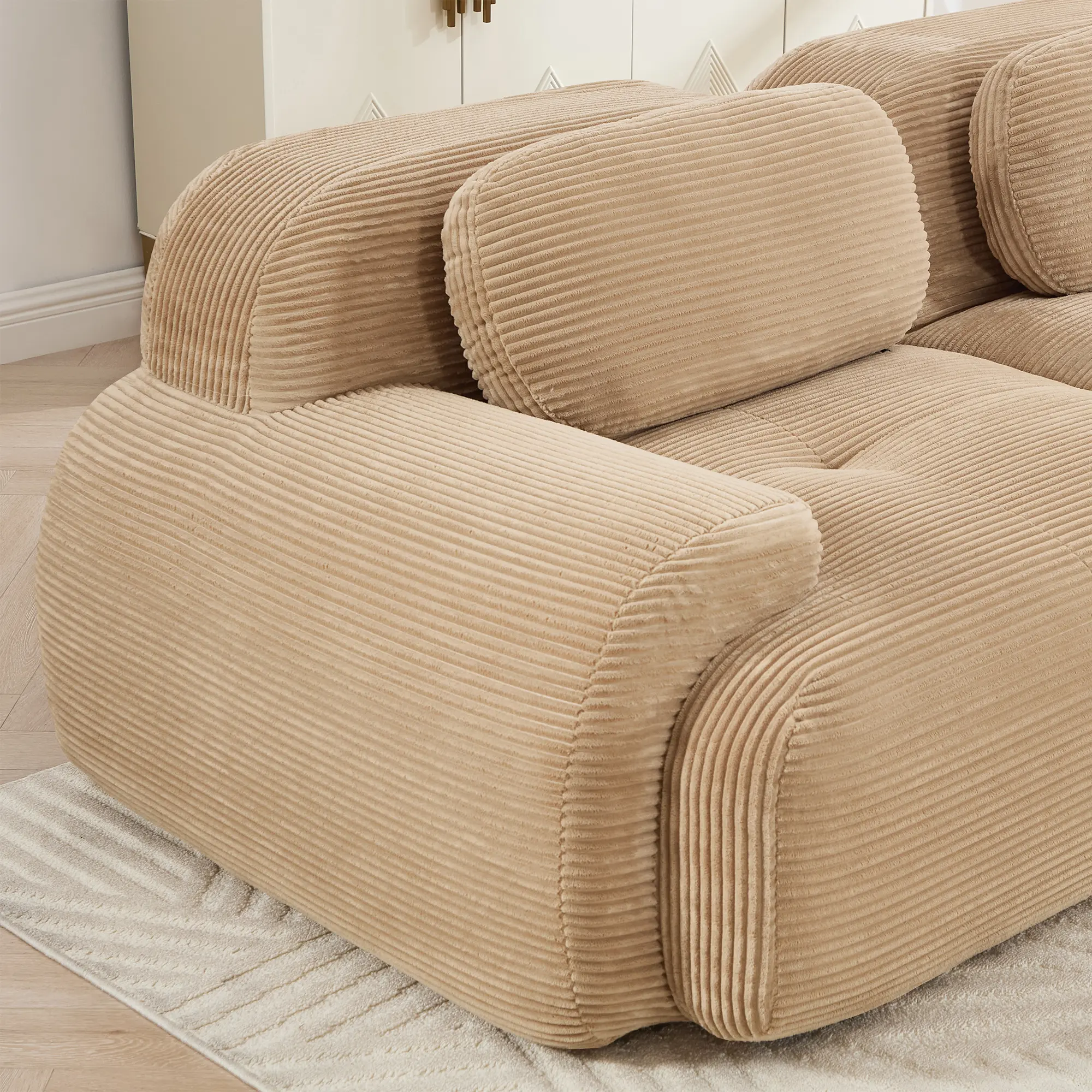 Hamlet LSF&RSF Corner Sofa W/Pillows Corduroy- Camel, Modular, No Assembly Required