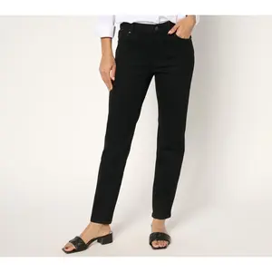 Women with Control Contour Curves Petite Black Wash Denim Pants