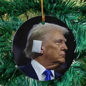Trump Wearing Ear Bandages Ornament, Trump 2024 Ornament, Republican Gifts, President Trump, Trump Christmas Ornament