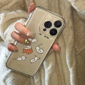 Cute Playing Cat Transparent Phone Case, suitable for iPhone 15/15Plus/15Pro/15Promax, iPhone 14/14Plus/14Pro/14Promax, iPhone 13/13Pro/13Promax, iPhone 12/12Pro/12Promax, iPhone 11/11Pro/11Proamx, anti-drop protective case, popular
