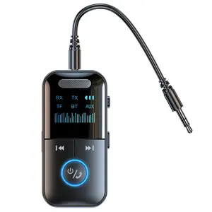 Bluetooth 5.4 Aux Adapter  Audio Receiver Transmitter 3.5mm Jack LED Display for Car/Home Stereo/Wired Headphones/Speaker/TV