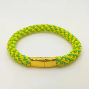 Ilde de Orula with Magnetic Stainless Steel Closure Beaded Crochet Bracelet for All Ages by Ilenes's Elekes
