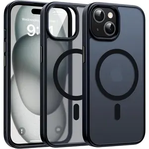 Natural Mag Series for iPhone 15 Case, [Military Grade Protection][Compatible with MagSafe] Translucent Matte Back with Soft Edge, Magnetic Protective Case for iPhone 15 6.1", Frosted Black