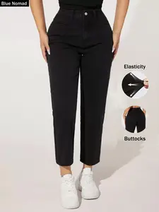 Women's High-Waisted Denim Jeans, Fashionable Comfortable Jeans for Daily Wear & Trendy, Essential Ladies' Clothing