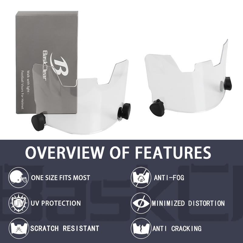 Clear Football Visor,Football Visors for Helmet,Football Helmet Visor Fits Adult & Youth Football Helmets, Anti-Fog, Scratch Resistant Clear Visor Football Face Shield