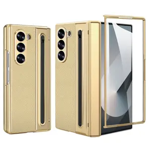 Phone case with front screen protector, compatible with Samsung Galaxy Z Fold 7, Z Fold 6, Z Fold 5, Z Fold 4. Comes with a stylus pen, integrated case and film design, drop-proof protective cover.