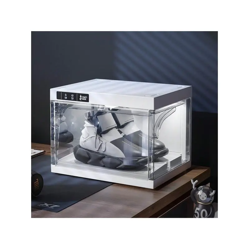 outstanding quality  Mayi Organizer LED Smart Control Boxes Clear Plastic Stackable For Sneaker Display Case And Collection Crate Auto Opening Shoe Storage Box Cool Room Decor