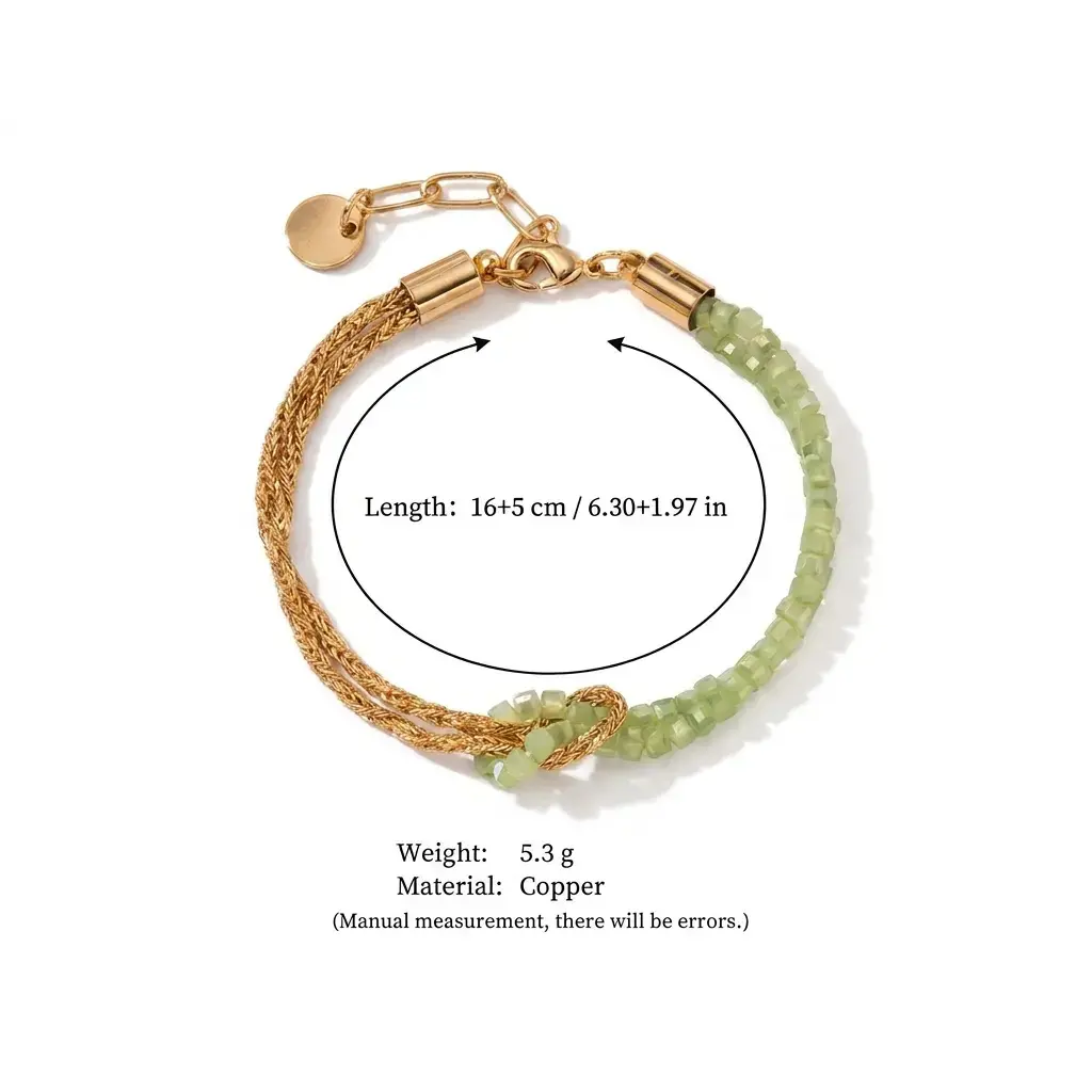 Natural Stone Beaded Bracelet for Women, Boho Layered Gold Chain Bracelet, Handmade Stackable Adjustable Jewelry