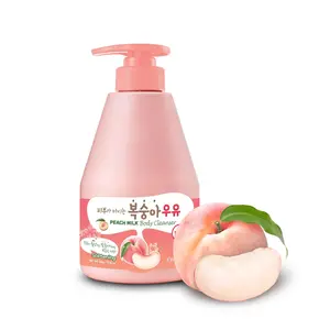 Kwailnara Peach Milk Body Wash (19.75 Fl Oz) – Korean Body Cleanser for Clear & Bright Skin | Milk Protein, Royal Jelly & Vitamin-Rich Peach Extract | Paraben-Free with Gentle Bubbles