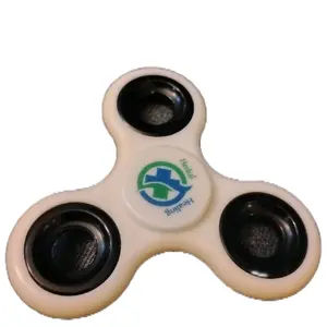 Fidget Spinner - Green and White Design, Black Center, Round Shape, Ideal for Stress Relief and Fun