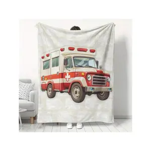 One Piece Hospital Ambulance Print Plush Blanket Suitable For Sofa Bed Car-30*40in