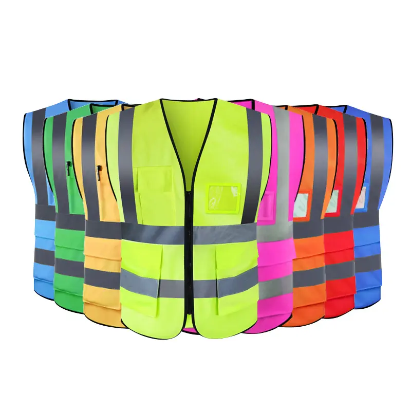 Multi-Pocket Reflective Safety Vest, High Visibility Work Safety Gear for Construction