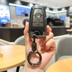 for Ford Key Fob Cover with Keychain,Car Key Case Shell Protector Holder 5 Buttons for Ford Explorer Fusion Escape Edge Expedition Mustang F150 F250 F350 F450 F550 Bronco