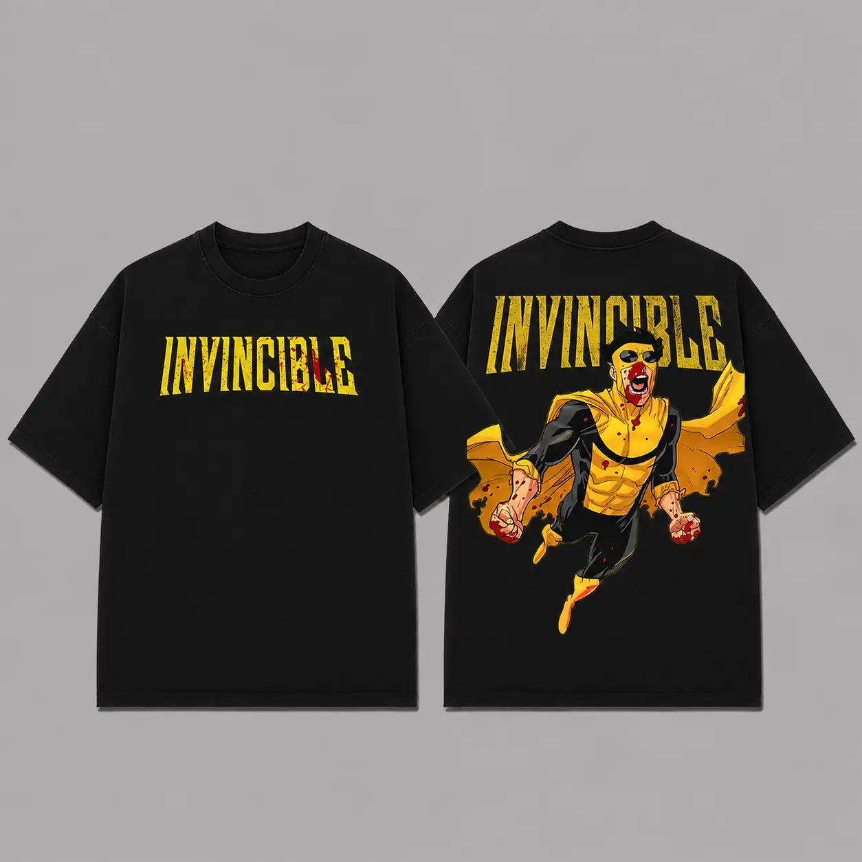 Ver 4 Invincible Inspired Oversized Black Graphic T-Shirt, Vintage Movie Actor Fan Tee, The Mark Grayson Shirt, Y2K Comic Style Streetwear Top, Black Cotton Unisex Tee, Retro Superhero Inspired Shirt, Gift for Movie Fans