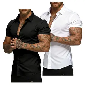 Men's Stretch Dress Shirts Short Sleeve Slim Fit Business Casual Button Down Shirts Muscle Fit Men's Dress Shirts Shortsleeve Menswear gifts for