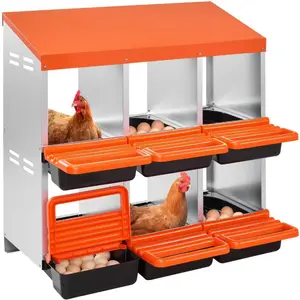 VEVOR 2 Tiers Chicken Nesting Boxes, 8 Compartments, Metal Egg Laying Boxes with Protective Collection Lids, Roll Out Nesting Box, Easy to Assemble, Ideal for Hens, Ducks, Chickens, and Other PoultryVEVOR Super Brand Day