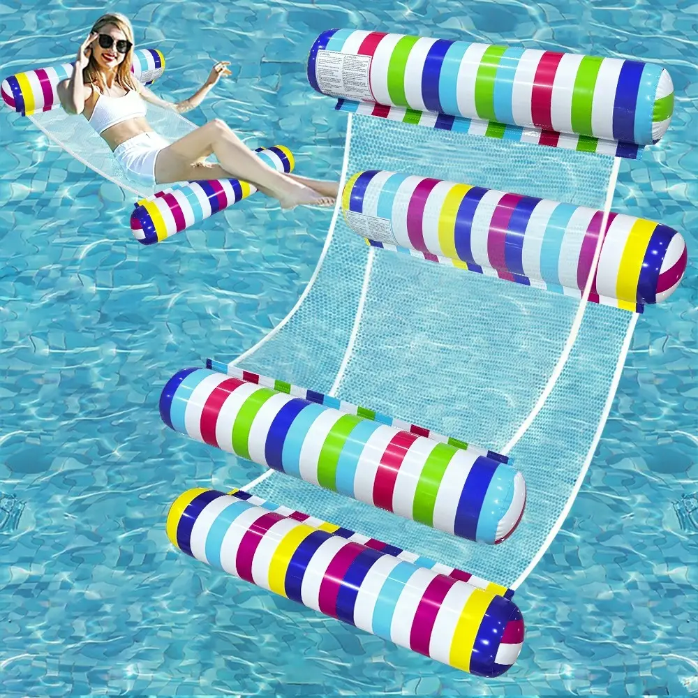 Adult Pool Floats Set of 2 with Inflatable Pump, 4-In-1 Multi-Functional PVC Water Hammock, Relaxing Floating Device, Inflatable Pool Floaters