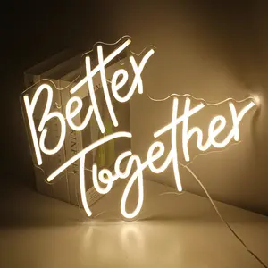 Better Together Letter Design Neon Sign, USB Powered LED Neon Light, Decorative Light for Home, Office, Wedding, Engagement, Proposal, Girls Room Decoration, Decorative Lighting, Home Decoration Lamp