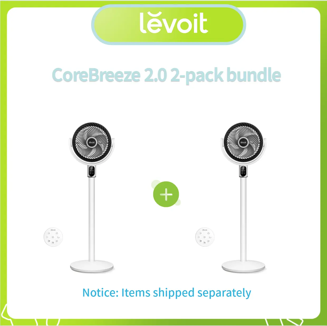 LEVOIT R382 CoreBreeze 2.0 2-pack Bundle, Portable Silent Cooling Pedestal Fan - 16dB Quieter, 5-Adjustable Speeds, 12H Timer, Fan with Remote, Energy-Saving for Bedroom Home Office, DealsForYouDays, SummerWins, Portable Silent Fan