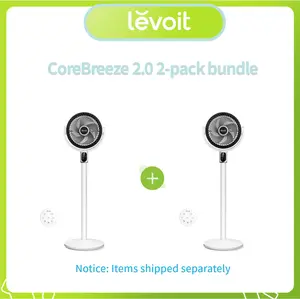 LEVOIT R382 CoreBreeze 2.0 2-pack Bundle, Portable Silent Cooling Pedestal Fan - 16dB Quieter, 5-Adjustable Speeds, 12H Timer, Fan with Remote, Energy-Saving for Bedroom Home Office, DealsForYouDays, SummerWins, Portable Silent Fan