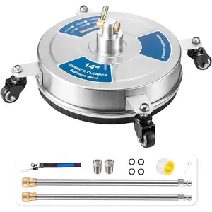 14"  Washer Surface Cleaner with 4 Wheels, 1/4" Quick Connect Plug, Sturdy Stainless Steel Power Washer Attachment for Concrete Driveway, Min Flow Rate 1.8 GPM, Max 4000 PSI ()