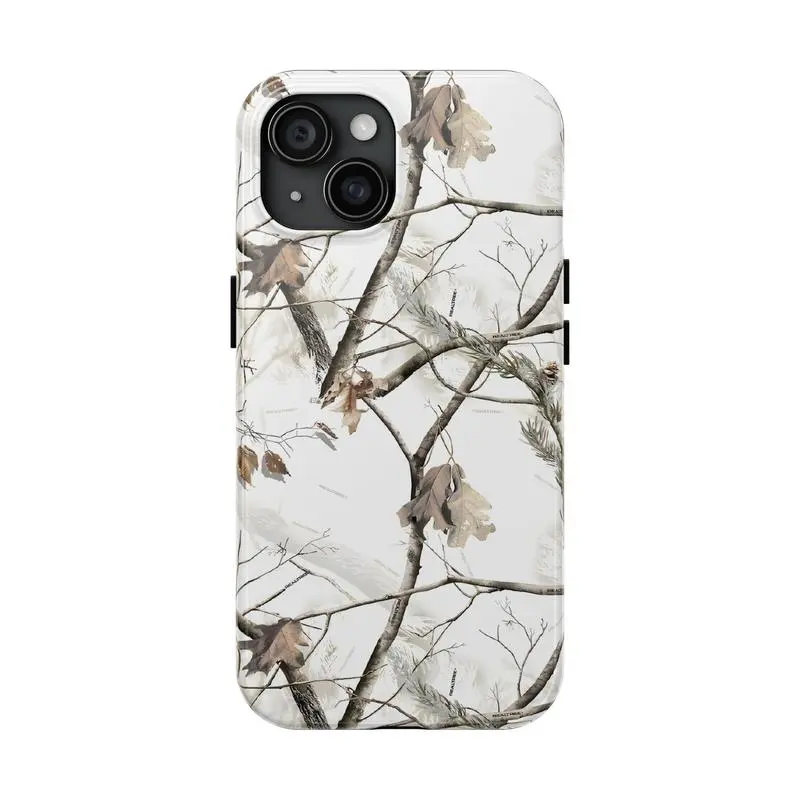Real Tree White Camo iPhone Case, Camo iPhone Case, Outdoors camo for iphone 17 16 15 14 13 12 11