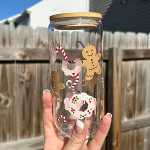 Gingerbread Pink Christmas Glass