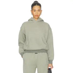 Fear of God ESSENTIALS Signature Classic Hoodie in Concrete Heather & Dark Concrete Heather