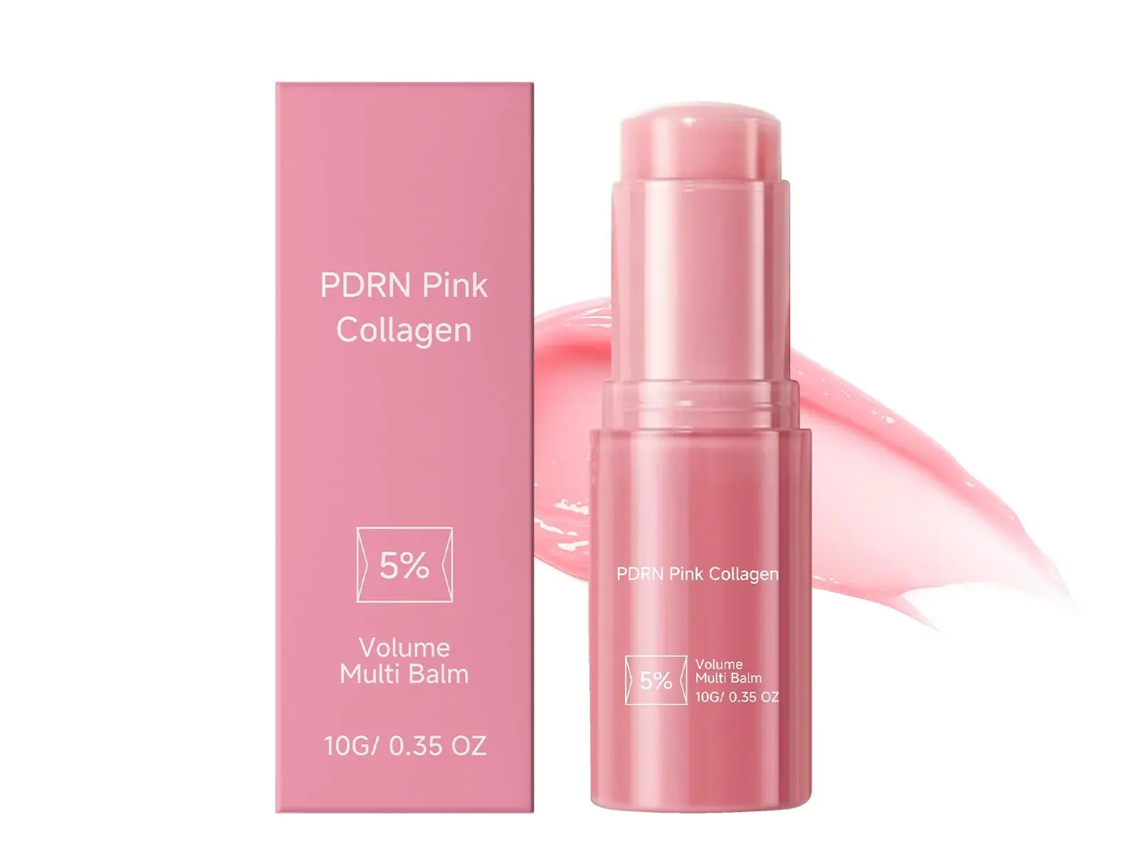 PDRN Pink Collagen Volume Multi Balm - Korean Skincare 1-In-1 Lip Treatment with Volufiline, NAD Stick for Youthful Look, Fine Line Reduction, Firming & Anti-Aging Care (Under-Eyes, Neck)