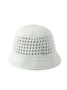 Unisex Handmade Crochet Embroidered Flower Knit Hat, Bohemian Style Fisherman Cap, Fashion Breathable Mesh Sun Hat, Hip Hop Y2K Streetwear