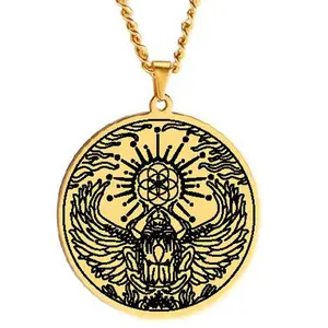 Ancient Egyptian Scarab Necklace Stainless Steel Rebirth Protection Pendant