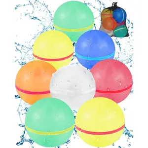 Reusable Water Balloons, Magnetic Refillable Water Bomb Balloons, Quick Fill Self-Sealing Water Splash Ball with Portable Mesh Bag for Summer Outdoor Play, Pool Party Backyard Fun Water Toys (8 PCS)