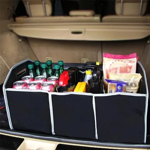 Foldable Car Storage Box With Compartment, 1 Count Car Trunk Storage Box, Car Back Seat Storage Box Organize Clutter for Travel