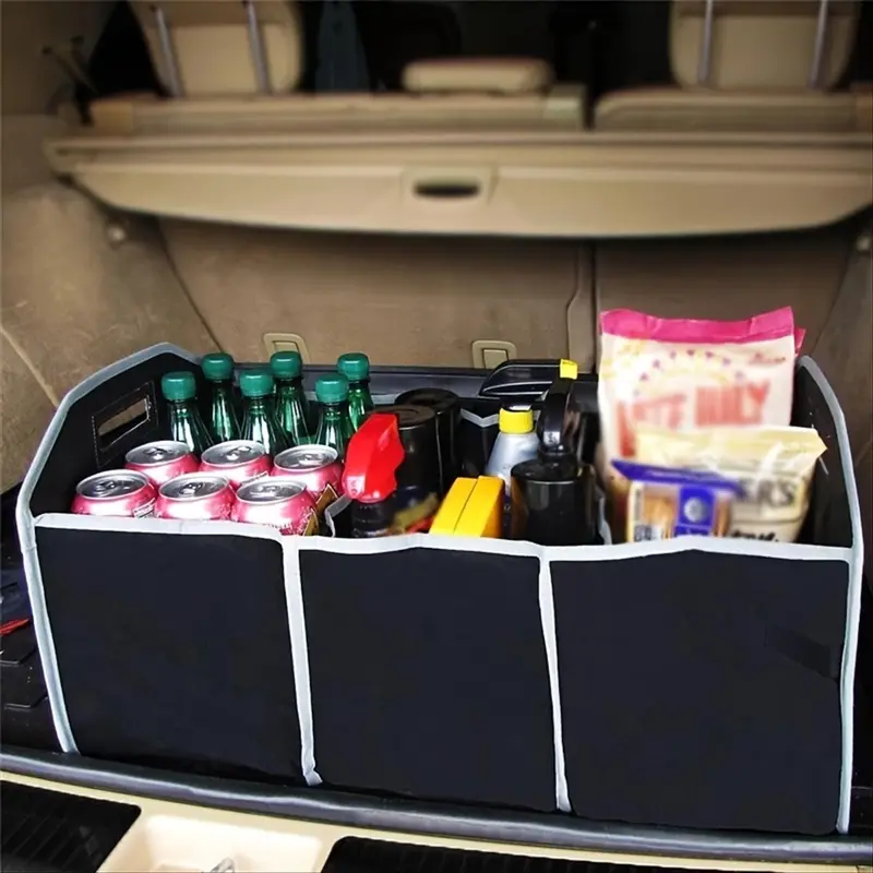 Foldable Car Storage Box With Compartment, 1 Count Car Trunk Storage Box, Car Back Seat Storage Box Organize Clutter for Travel