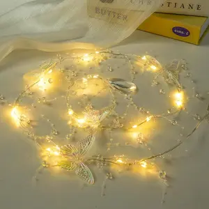 Fairy Lights, 3.28ft LED Lights Battery Operated, 3-8mm Artificial Beads Mixed 4 Butterflies String Light for Indoor Bedroom Christmas Wedding Dorm (2pcs)