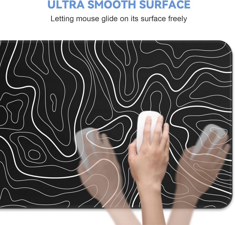 [New Deal] Mouse Pad Gaming 31.5 x 11.8in Large Mouse Pad for Keyboard and Mouse with Anti-Slip Rubber Base Black with White