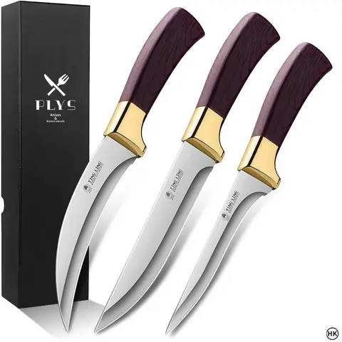 Stainless Steel Kitchen Knife Set, 3 Counts Portable Multifunctional Kitchen Meat Fruit Knife, Cooking Knives, Professional Chef Utensils for Home Kitchen Dining Room Barbecue, Stainless Steel Knives