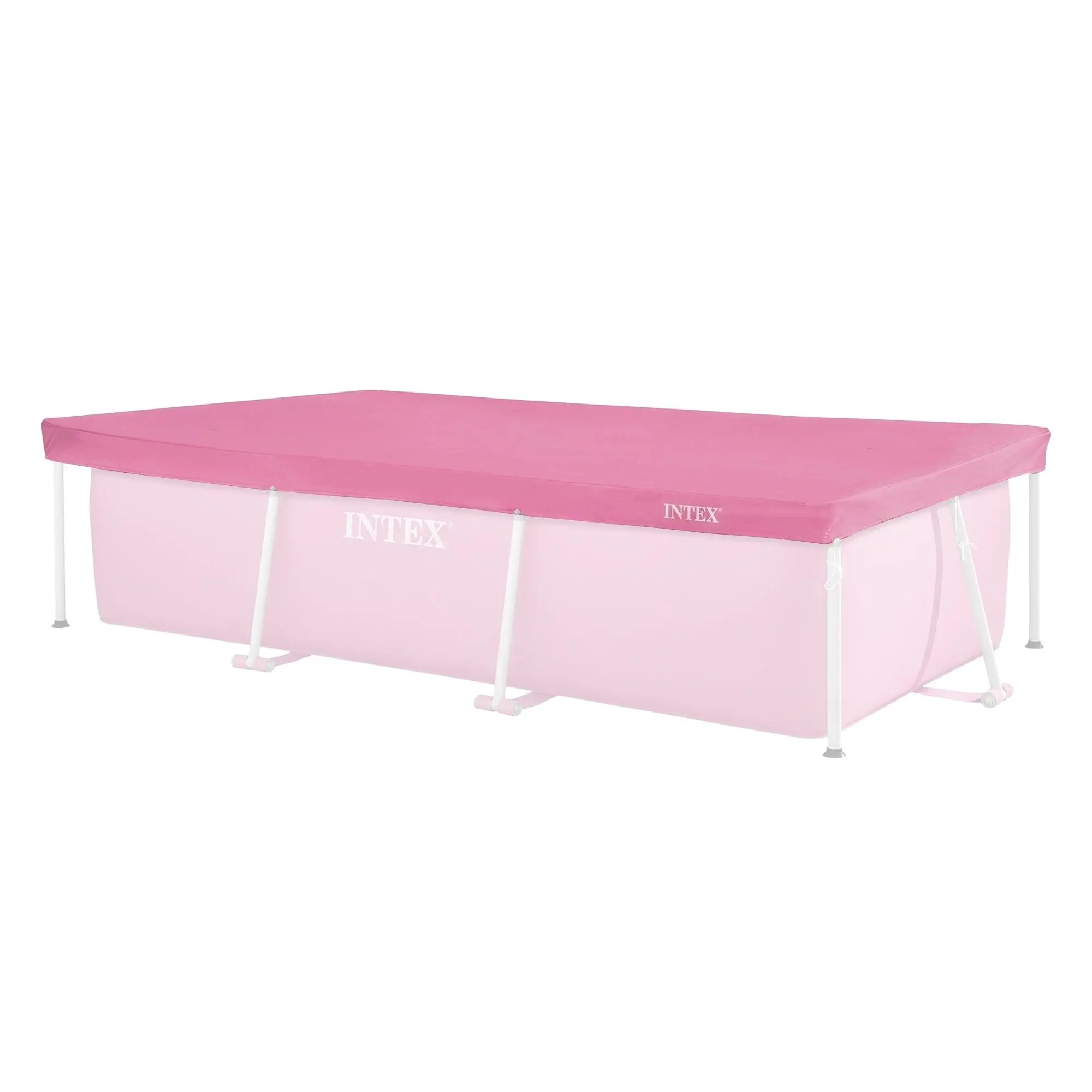 INTEX 8.5ft x 5.3ft Rectangular Outdoor Backyard Swimming Pool Cover, Pink INTEX 8.5ft x 5.3ft Rectangular Outdoor Backyard Swimming Pool Cover, Pink