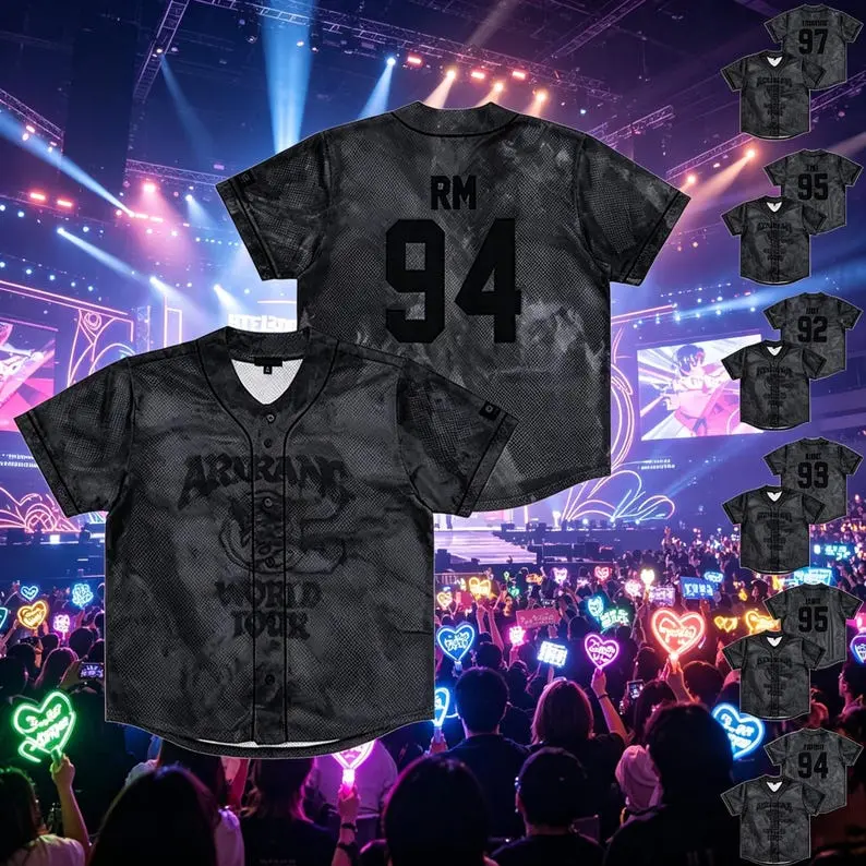 Arirang World Tour 2026 Mesh Baseball Jersey, Concert Merch Shirt, Music Fan Apparel, Breathable Sports Jersey, Festival Outfit Gift